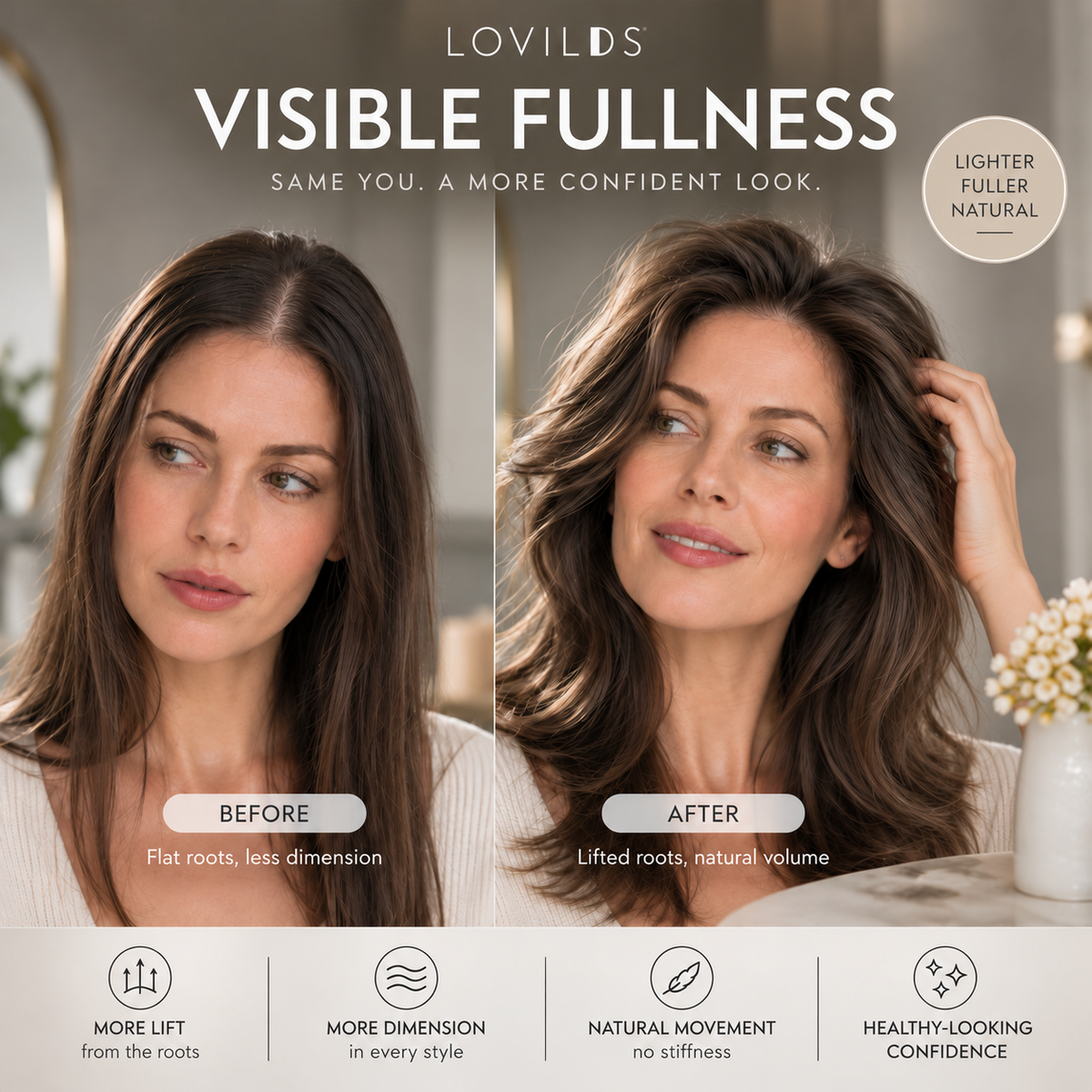LOVILDS Volumizing & Hold Hair Spray – Lightweight, Bouncy Volume & Long-Lasting Style
